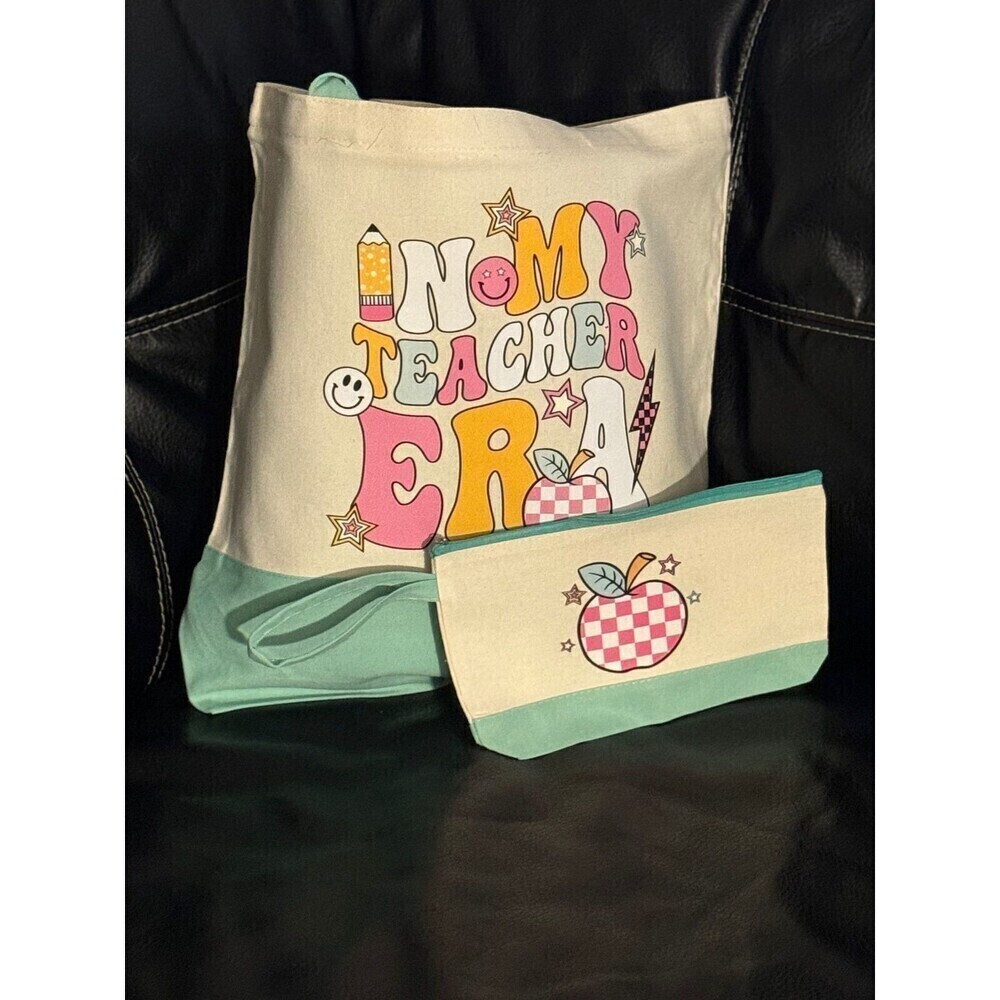 Canvas Tote Bag with Zipper Cosmetic Bag